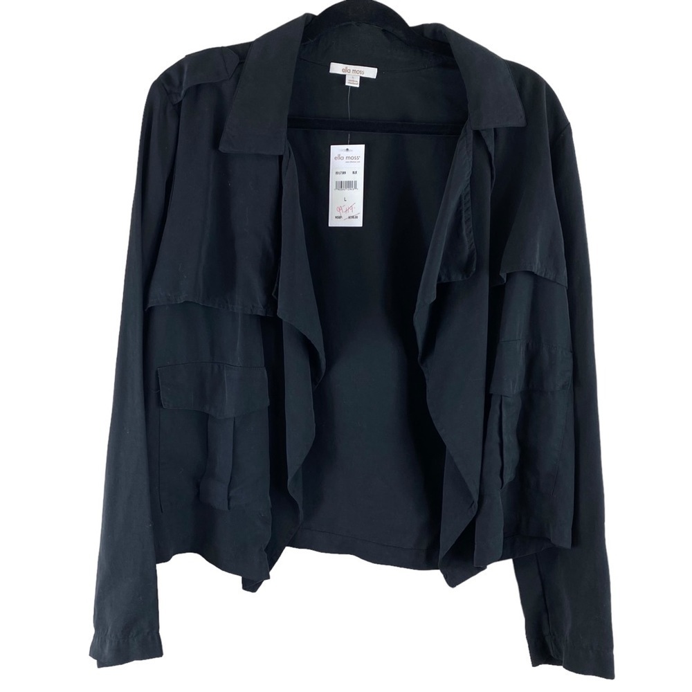 NWT Ella Moss Nella Long Sleeve Open Front Waterfall Cardigan Sz L